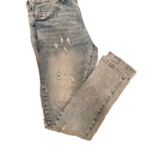 Men's Slim Fit Distressed Jeans - Blue
